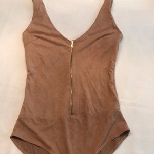 Charlotte Russe brown bodysuit (suede) NWT